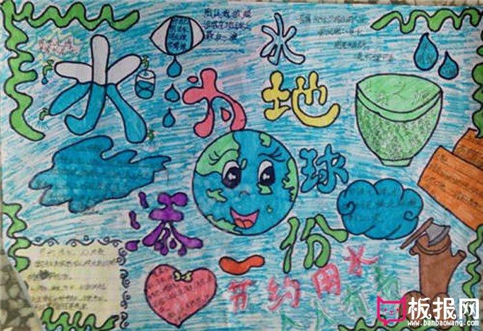 关于2024年世界爱水日获奖手抄报 为地球添一份爱心