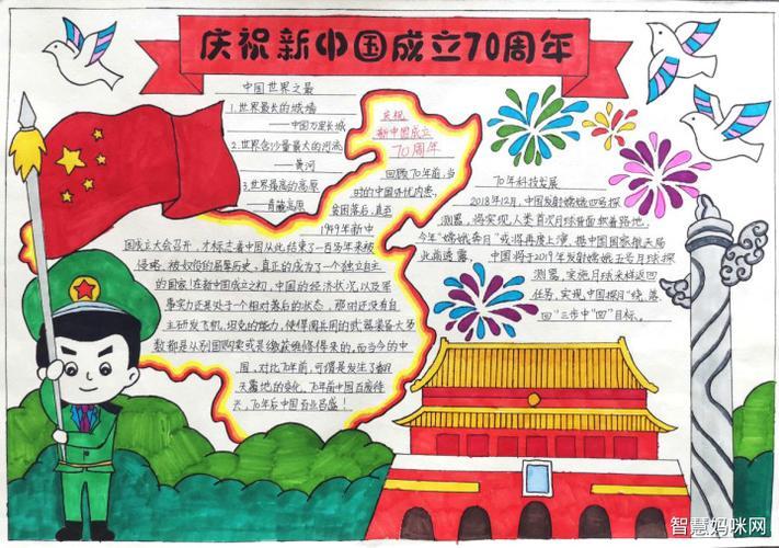 新中国成立70周年手抄报我和祖国共奋进庆祝新中国成立七十周年蒲城三