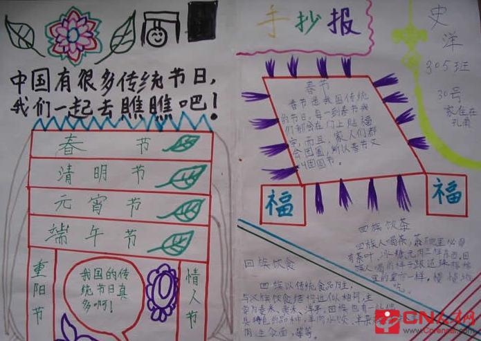 《中华传统节日》综合性学习手抄报大六年级中国传统节日手抄报欣赏