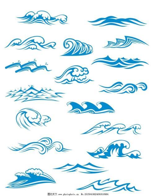 海浪图案简笔画 简单实用的波涛设计素材 手抄报装饰海浪怎么画简笔画
