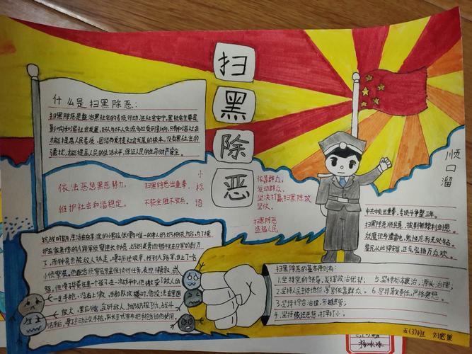 民主小学:宣传扫黑除恶 共建和谐校园 学生手抄报作品展
