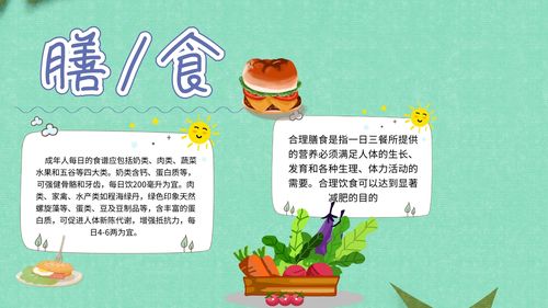 卡通创意大气扁平手抄报膳食海报