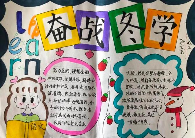 市银鹰文昌中学2024级星耀2班奋战冬学主题手抄报勤拼搏创佳绩手抄报