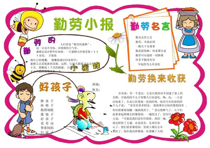 劳动教育小报我们爱劳动家务劳动小报a4横版电子小报手抄报word模板