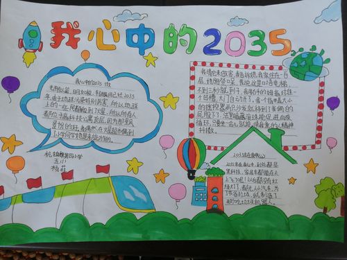 红领巾小创客 杭锦旗第四小学 我心目中的2035 手抄报征集