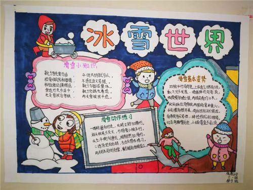 《冰雪大作战》一中附中冰雪运动知识进校园手抄报活动小学下雪的手