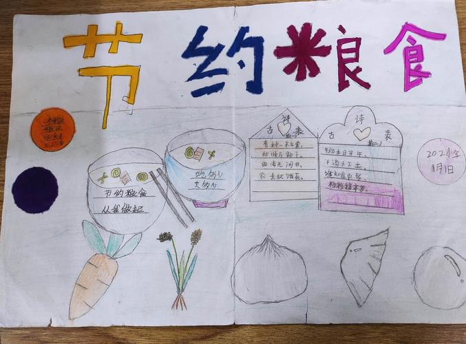 爱粮节粮----《农村小学低段 生活化 写话教学实践研究》之手抄报绘画