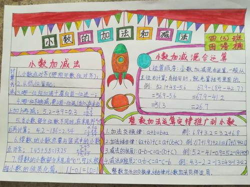 实验小学四年级 3班 小数的加法和减法 手抄报