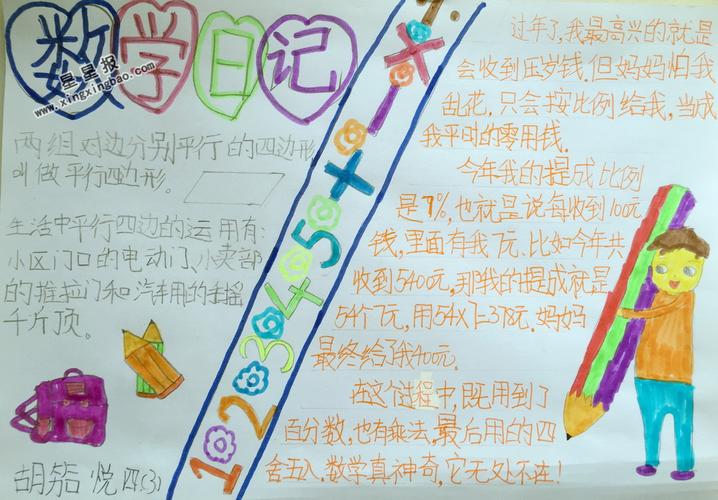小学四年级数学日记手抄报