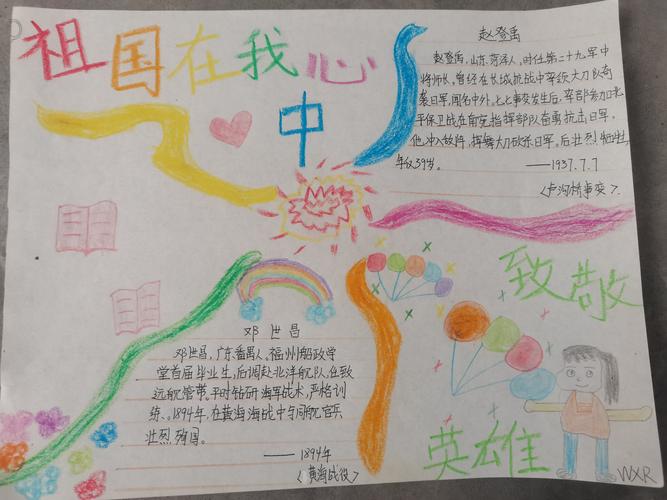 致敬------江北九年制学校八年级二班学生绘制 向英雄致敬 主题手抄报