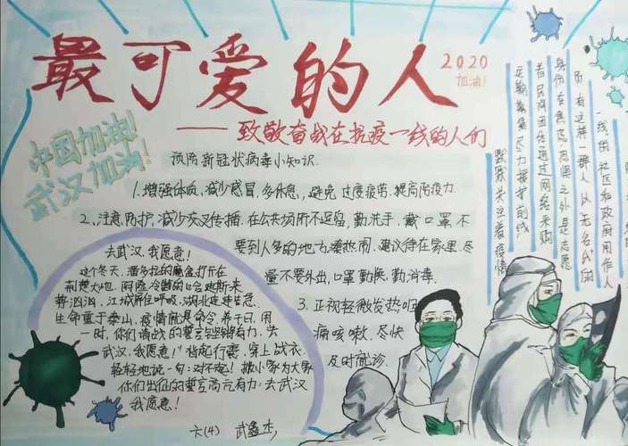 画 险为夷 中国必胜 合符小学抗击疫情系列之师生书画手抄报