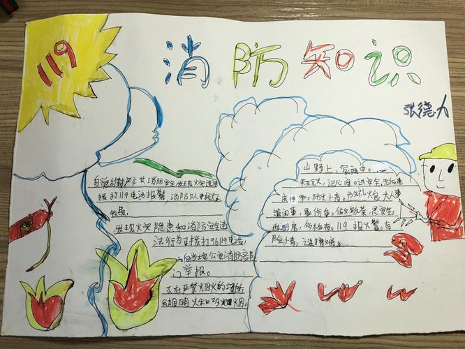 119学消防安全知识办手抄报