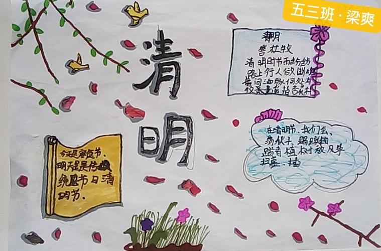 附属学校五年级清明节手抄报作品展示 写美篇清明的谚语 清明难得晴