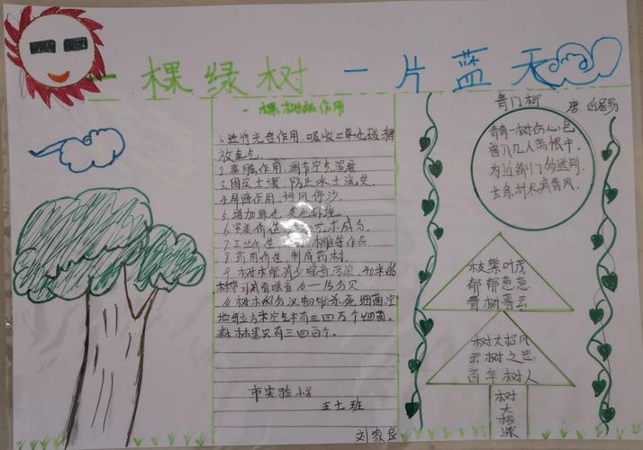 一棵绿树 一片蓝天 濮阳市实验小学五 7 班手抄报展示