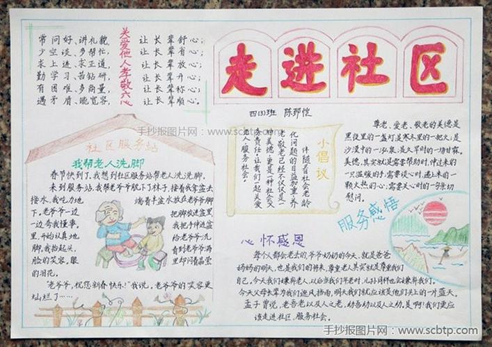 走进社区服务社会主题手抄报图片