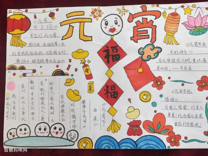 简单漂亮的小学生元宵节手抄报