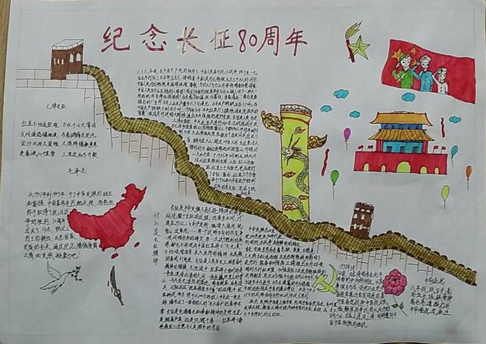 感恩幸福生活 手抄报绘画展 龙富小学纪念长征胜利80周年主题系列