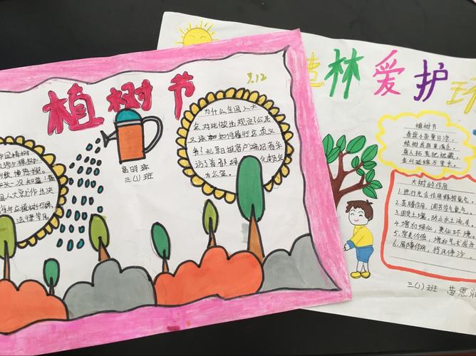 武功乡中心小学举行 植树造林 爱护环境 主题手抄报绘画活动