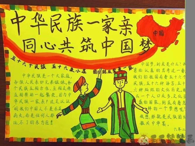 民族交融手抄报图片 - 毛毛简笔画