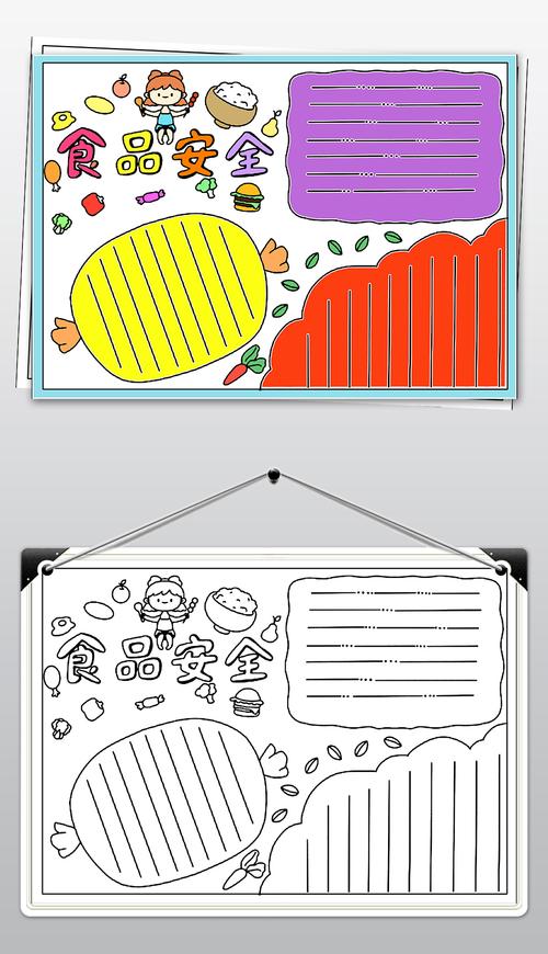 食品安全手抄报健康饮食小报模板电子小报