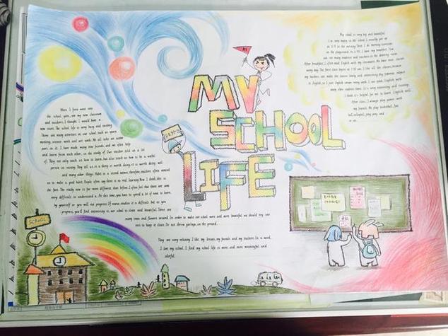 my school life七年级英语手抄报获奖作品新鲜出炉以schoolbag为主题