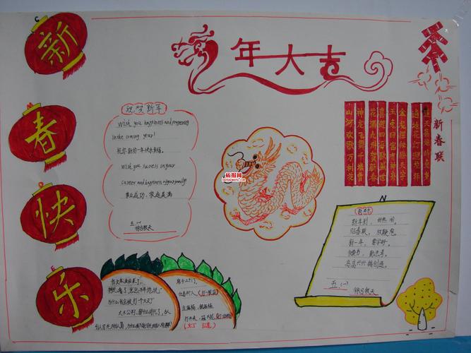 2024年春节经典手抄报版面设计图