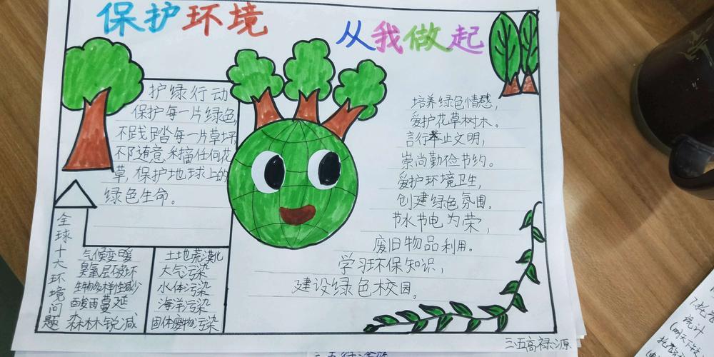 环境教育第三课纸张的字述手抄报 环境手抄报