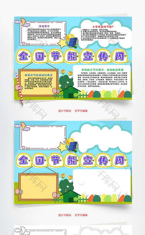 蓝色简约风全国节能宣传周word手抄报