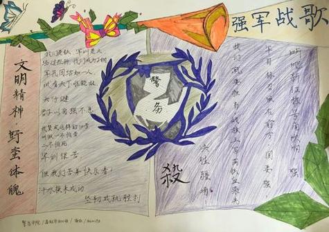 高中学生成长记录手册军训手抄报 小学生军训手抄报