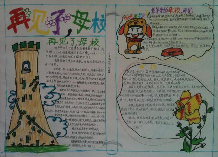 再见了 亲爱的母校手抄报