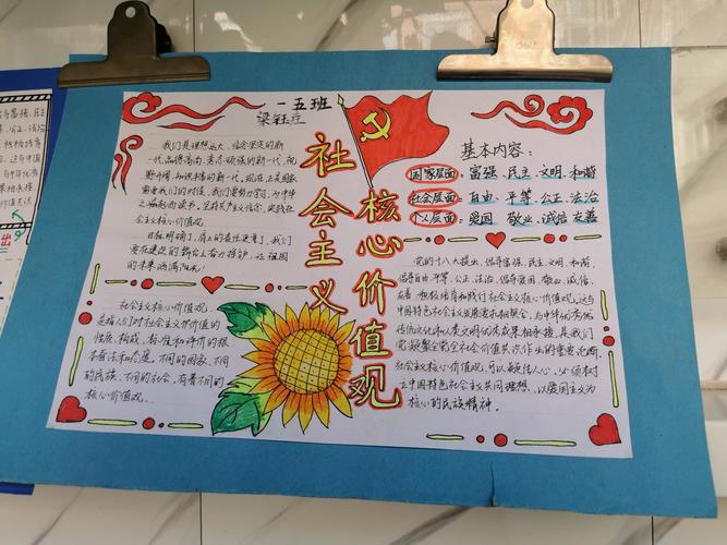 一五班核心价值观手抄报展