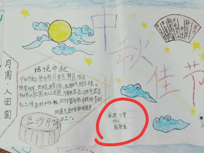 前进小学98班 迎中秋 手抄报