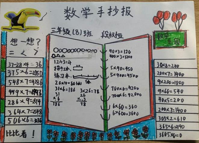 小学数学三位数乘两位数手抄报 小学数学手抄报