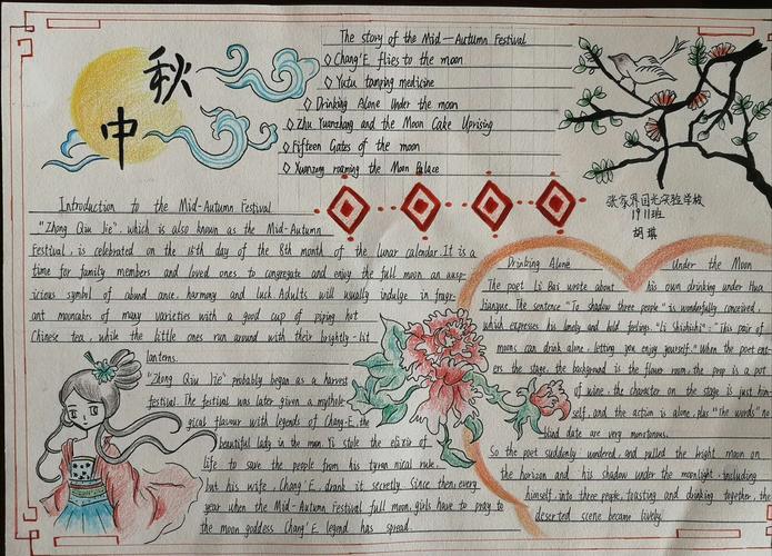 2024年 中秋节英语手抄报 活动