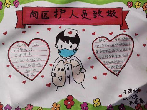 冠状病毒手抄报汇集一三围社区青少年绘制手抄报向一线抗疫人员致敬