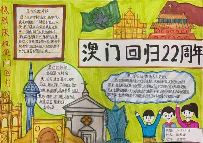 澳门回归手抄报绘画简单又漂亮7张