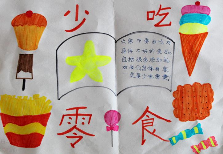 南昌书画禁止07零食进校园手抄报 不吃路边零食手抄报 