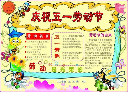 五一小报03 五一国际劳动节电子小报 a4版 电子小报手抄报模版