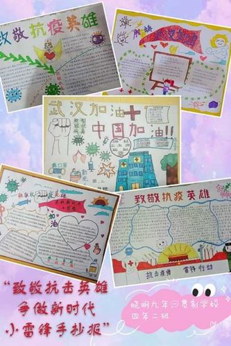 四年二班同学制作的手抄报 致敬抗疫英雄 加油 中国