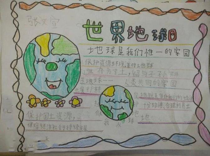 小学生世界地球日手抄报爱护我们的地球