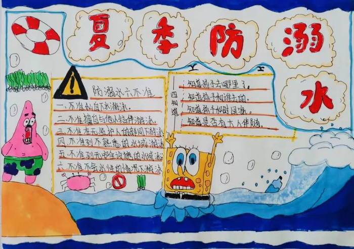 四年级下册防溺水手抄报