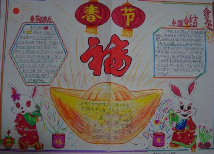 一年级春节祝福手抄报:中国结 10字