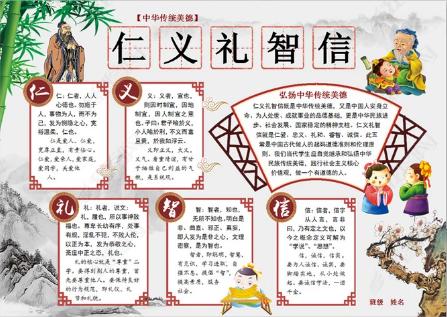 小学中华传统美德手抄报-仁义礼智信6