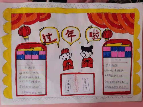 东街小学二 4 班 过大年 手抄报