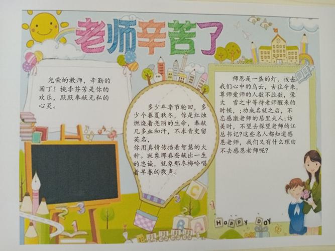 中滩里中心校教师节 浓浓尊师意 款款爱生情 手抄报活动