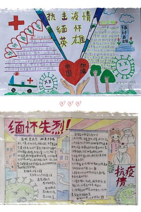 抗击疫情缅怀先手抄报缅怀先烈手抄报