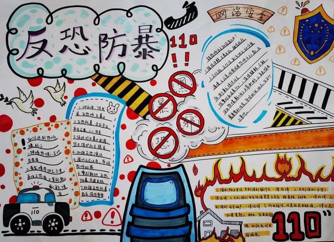 第三张反恐防暴守护安全手抄报简单2 第二张反恐防暴守护安全手抄报