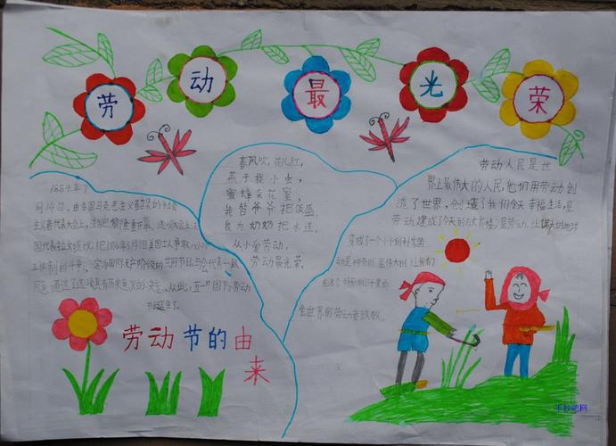 关于五一节的手抄报《我勤劳我快乐》