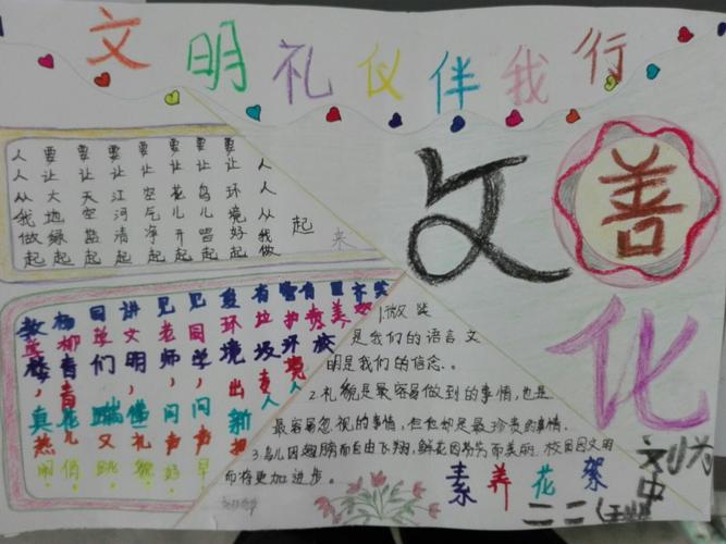 做一个彬彬有礼的好少年 二2班第10期手抄报《礼仪篇》展览