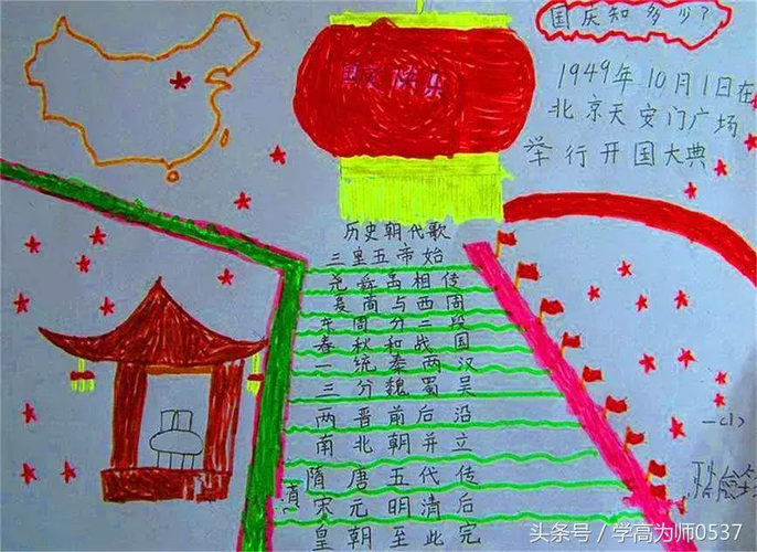 一年级小学生国庆节手抄报图片 可爱简单易上手